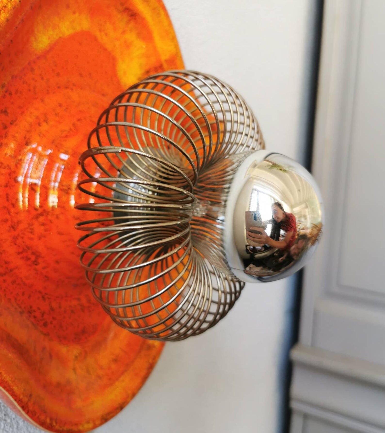 Vintage ceramic orange grease lava apply 70s