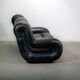 Black leather space age Italian 2 seater sofa