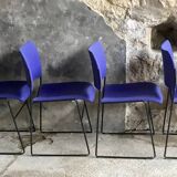 Set of 6 blue Howe 40/4 stacking chairs by David Rowland