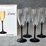 Flutes à champagne LUMINARC • Pied noir • Lot de 4