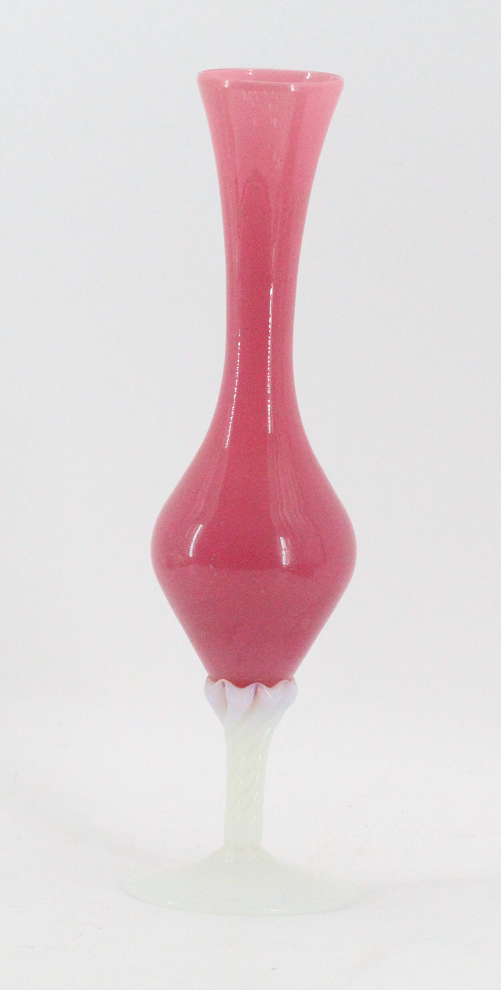Vase en opaline rose et blanc