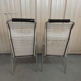 Paire de fauteuils aluminium années 50 60 lanières plastiques établissements Thonet