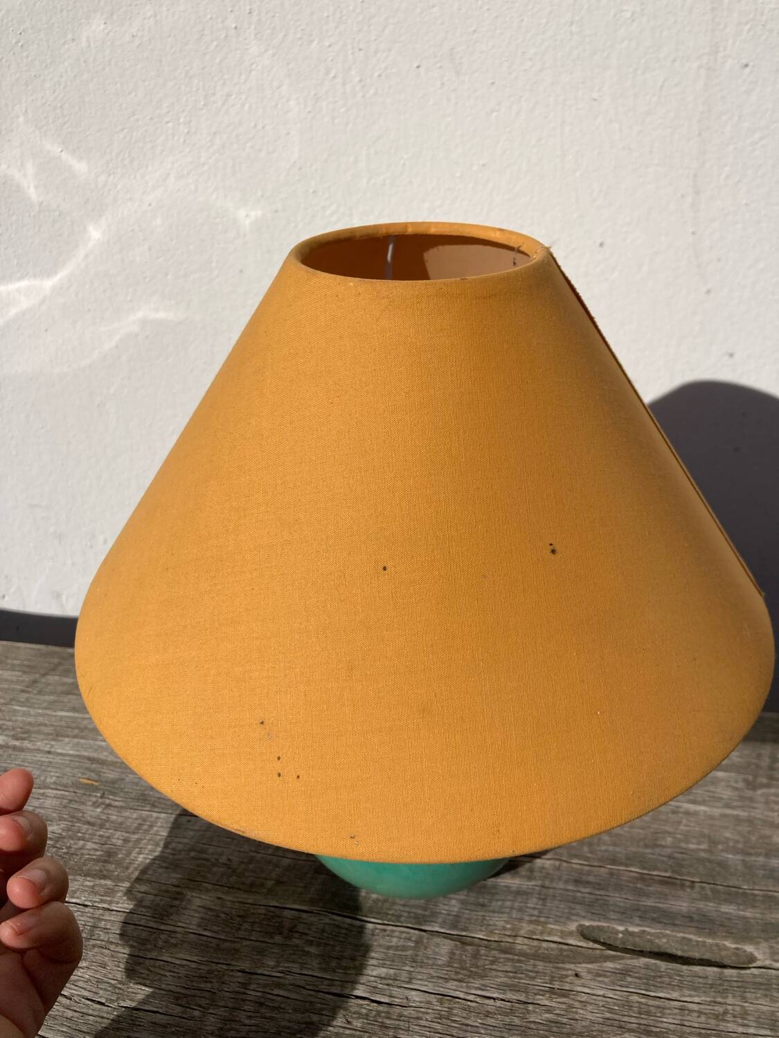 80s green wood ball bedside lamp