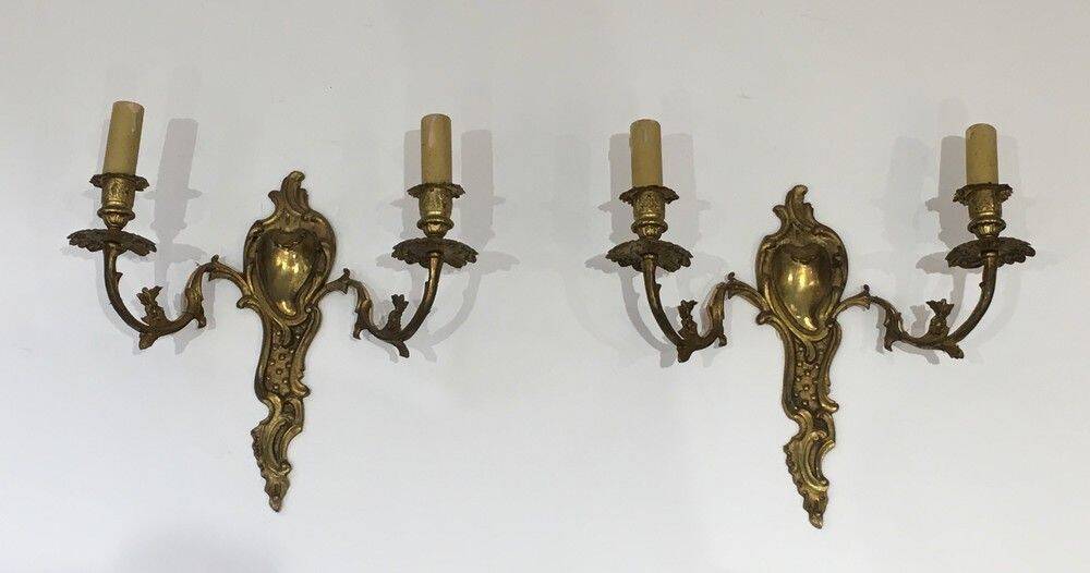 Pair of Louis XV style bronze wall sconces