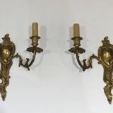 Pair of Louis XV style bronze wall sconces