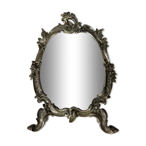 Miroir en bronze argenté biseauté,
