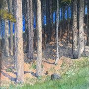 Tableau, watercolour attributed to G. Girardot (1856-1914), Forest landscape circa 1900.