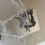 Glass pendant light, braided fabric cable and porcelain ceiling rose