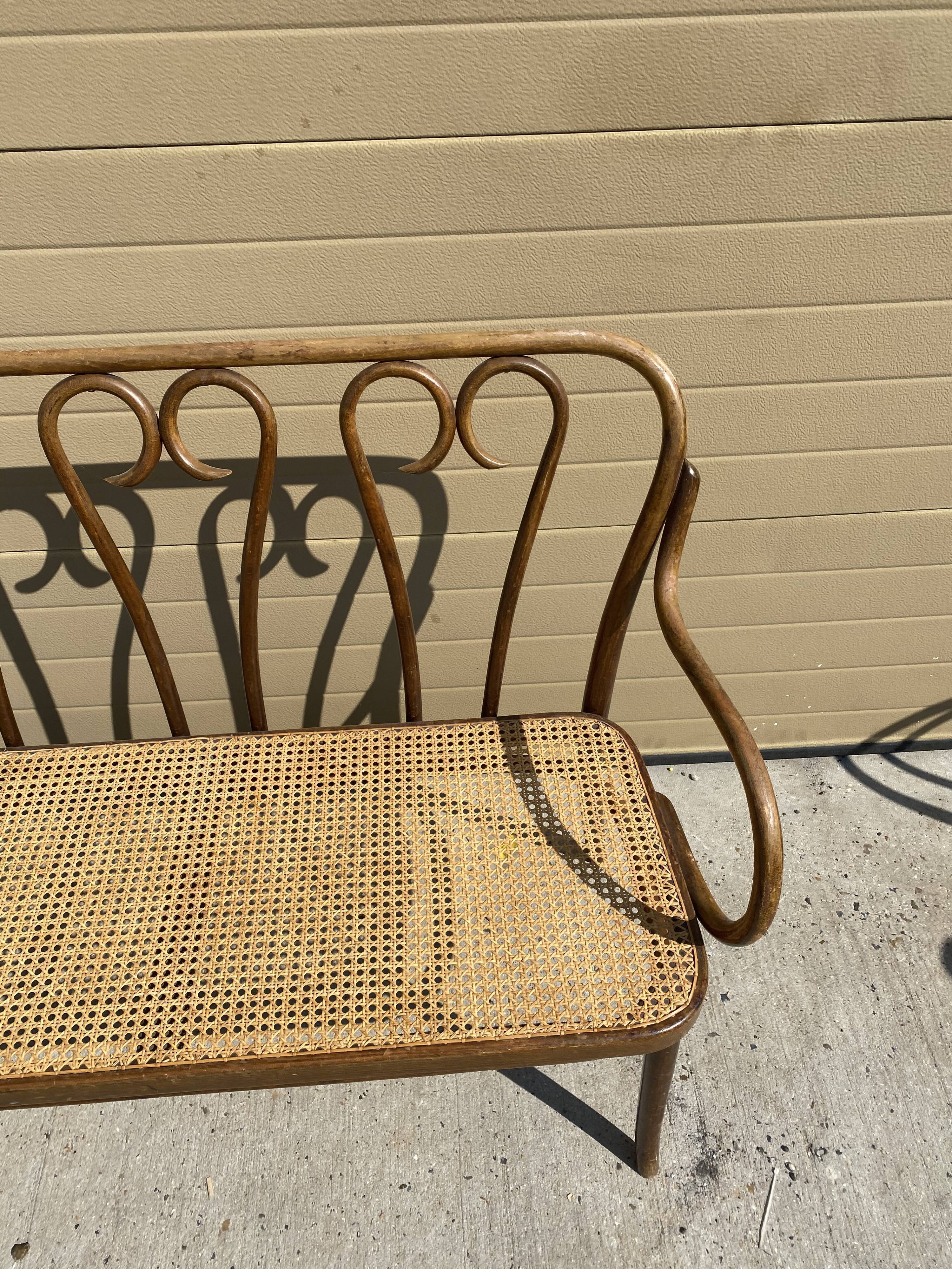 Curved wood bistro bench