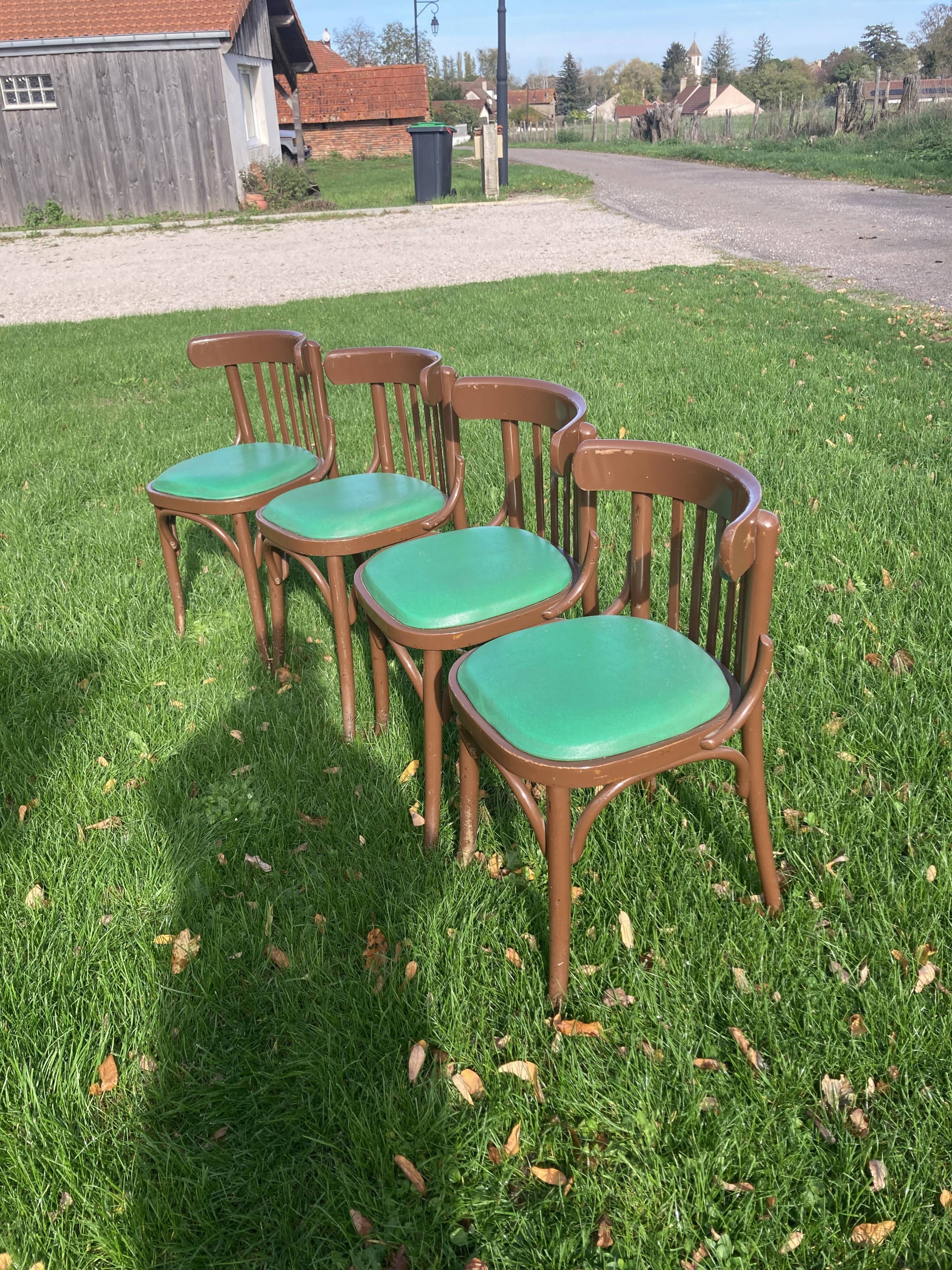 4 chairs bistro skaï vert
