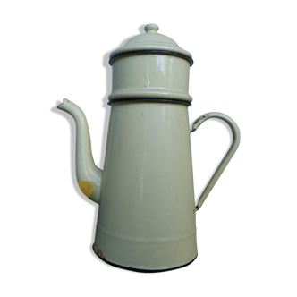 Cafetière ancienne émaillée jaune