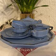 Art Deco tea service stamped Longwy