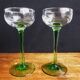Alsace wine glasses, white wine glasses, green stemmed table glasses.
