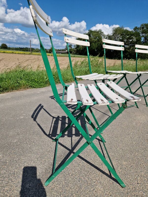 Lot de 4 chaises bistrot pliante en fer forgé