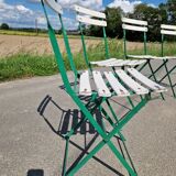 Set of 4 folding wrought iron bistro chairs