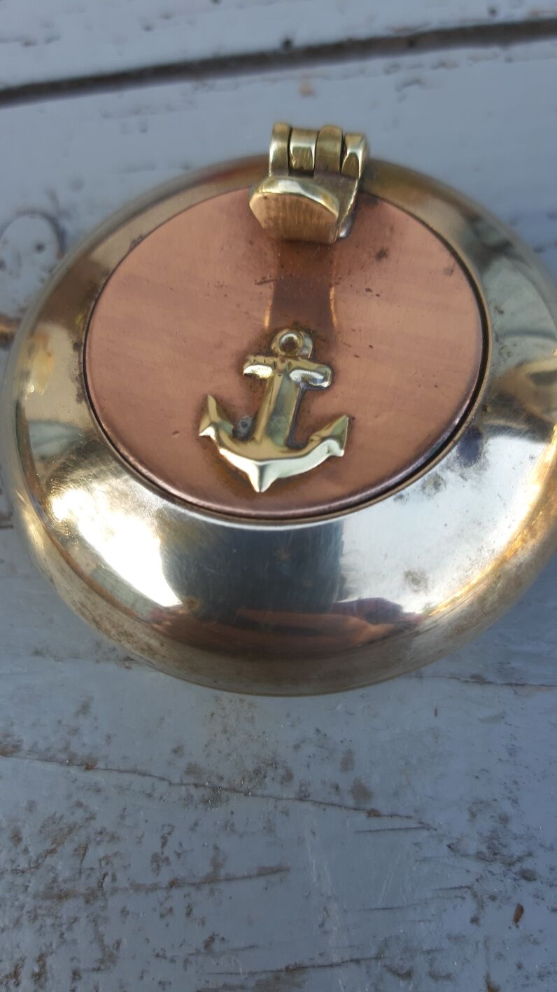 brass and copper navy ink ashtray