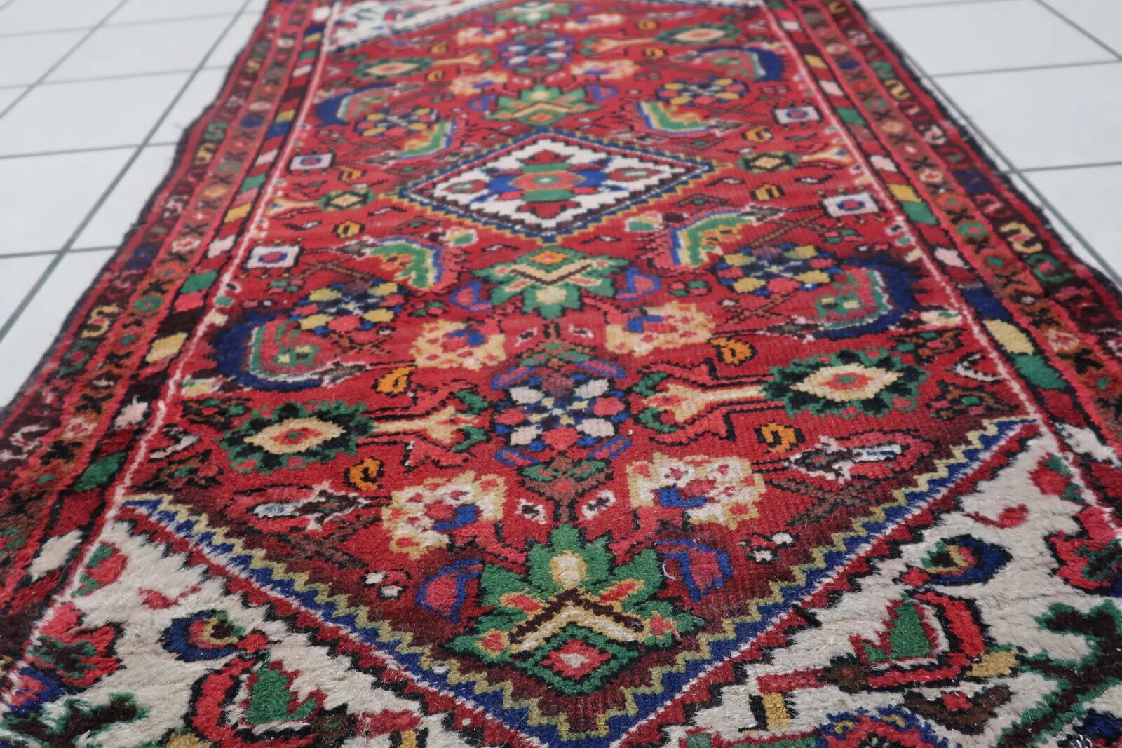 Tapis persan Hamadan vintage fait main 73 cm x 120 cm années 1970