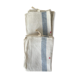 Pair of old dishcloths at marked blue stripes m.