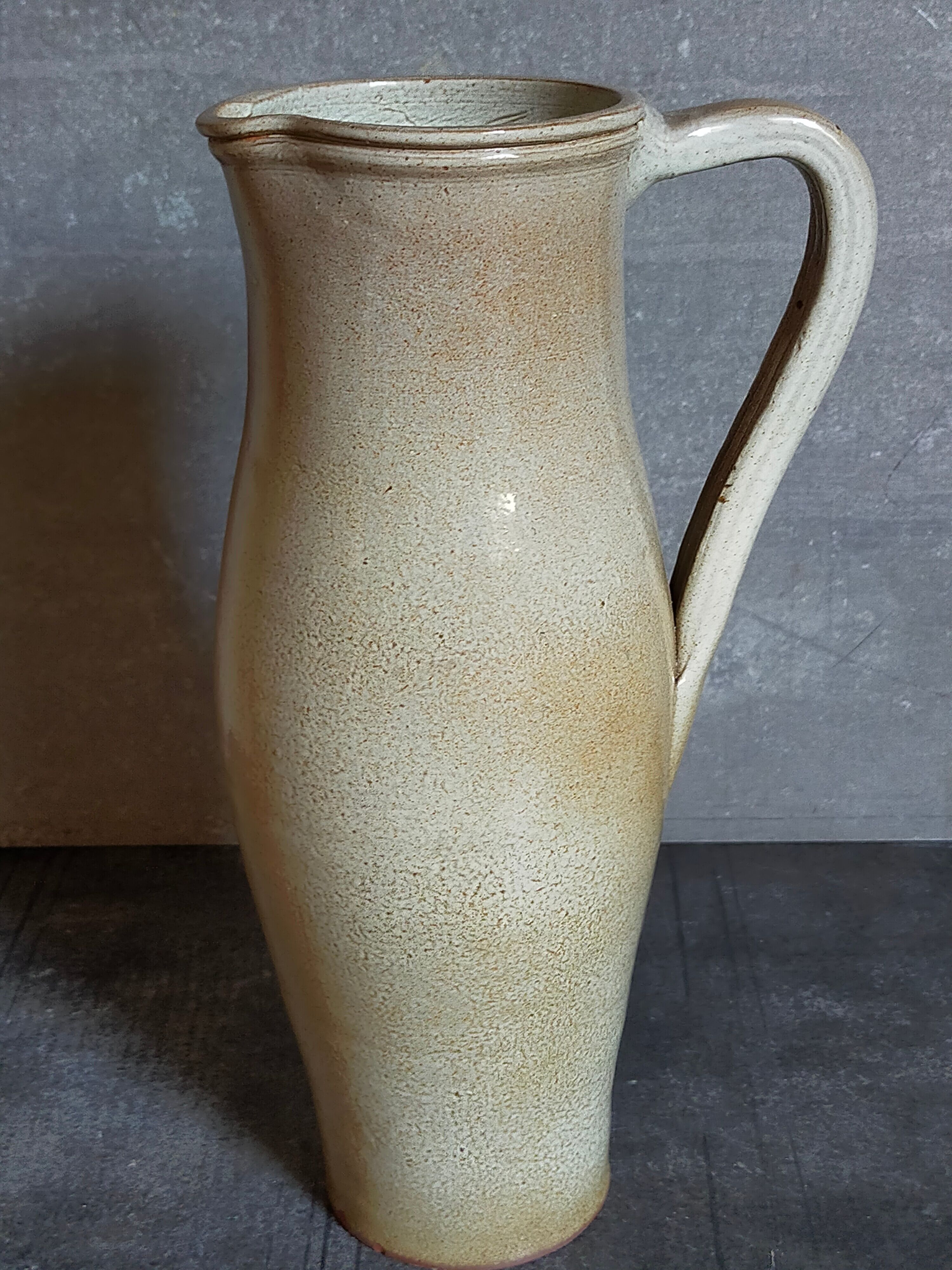 Enamelled sandstone pitcher Jean Dubost in Noron La Poterie 60s