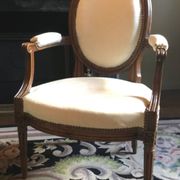Louis XVI period cabriolet armchair with medallion back