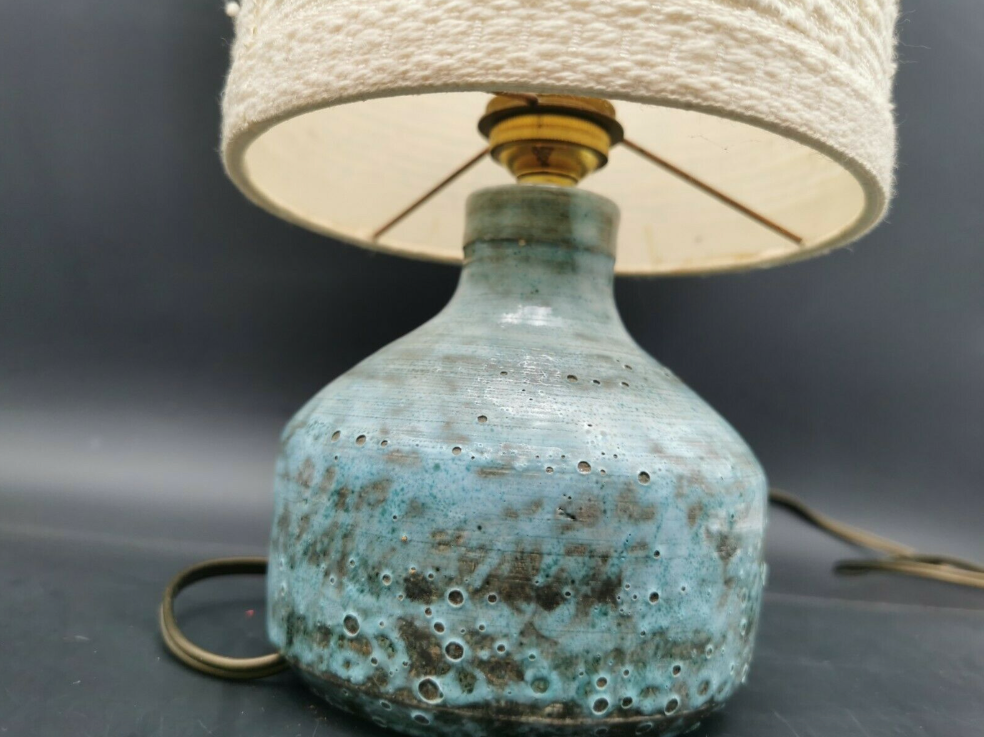 Lampe vintage céramique bleue