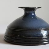 Blue ringed vase by Rogier Vandeweghe for Perignem Belgium, 1960s.