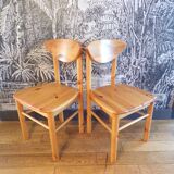 Pair of Rainer Daumiler pine chairs