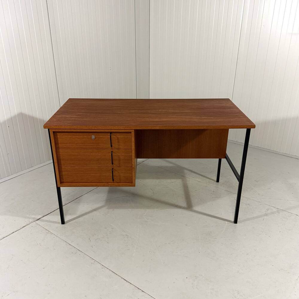 Günter Renkel teak and black steel free standing desk 1960’s