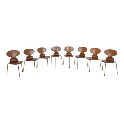 Chaises de salle à manger modèle 3101 Ant du milieu du siècle par Arne Jacobsen pour Fritz Hansen, Danemark, années 1970, ensemble de 8.