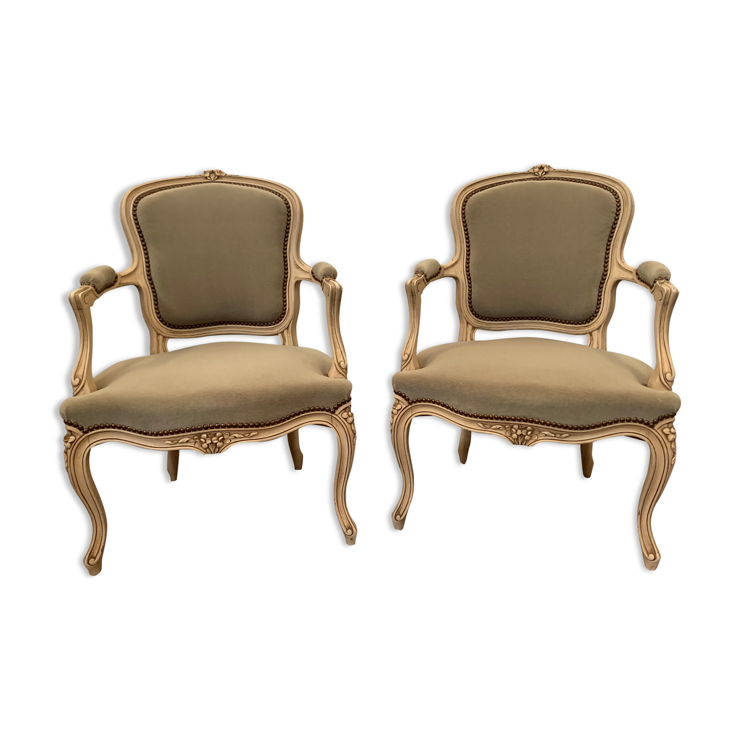 Pair of Louis XV style convertible in patinated beech XX century