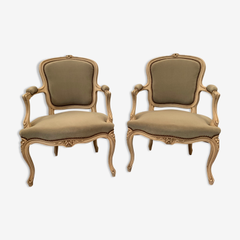 Pair of Louis XV style convertible in patinated beech XX century