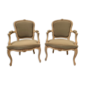 Paire de cabriolet de style Louis XV en hêtre patiné XX siècle