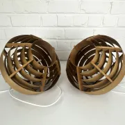 Pair of Hans-Agne Jakobsson pendant lights in pine veneer – AB Ellysett