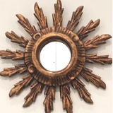 Sun mirror in French gilded wood 70s