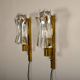 Set of vintage Danish Modern Brass and Glass Wall Sconces, 1970's