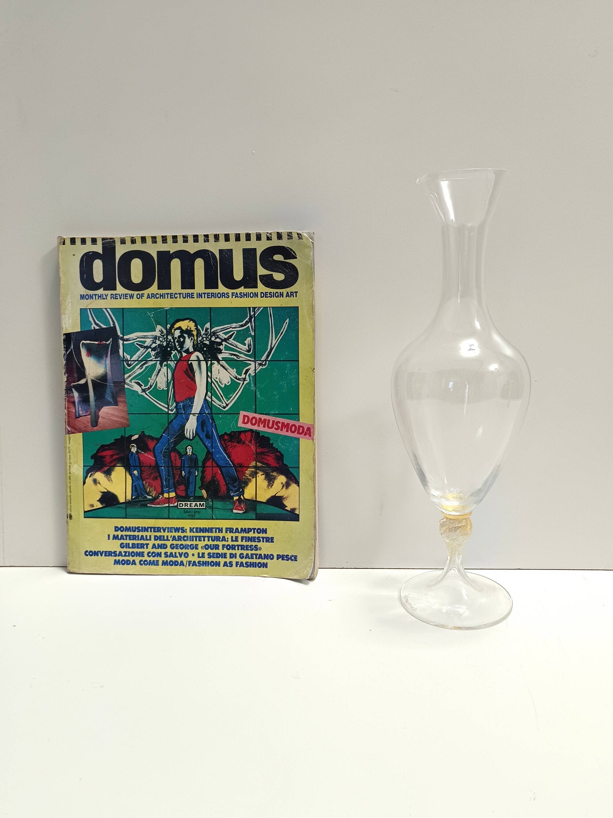 Transparent and Murano Glass Pitcher Vase by La Murrina with Gold Leaf, Ita