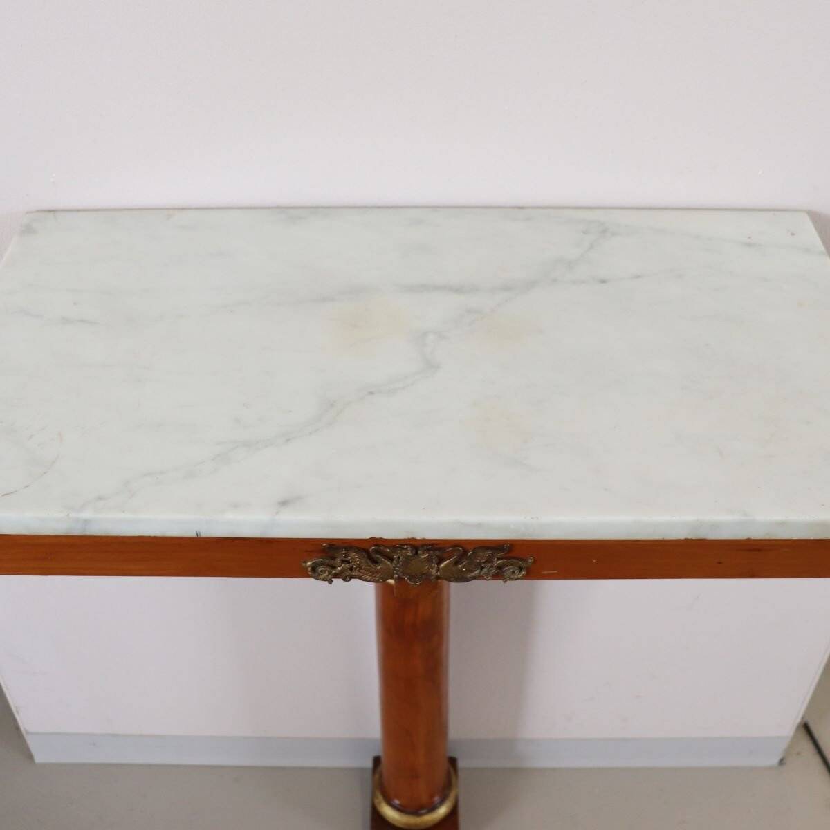 Console Table In Cherry Wood And Marble Top, Early 19th Century