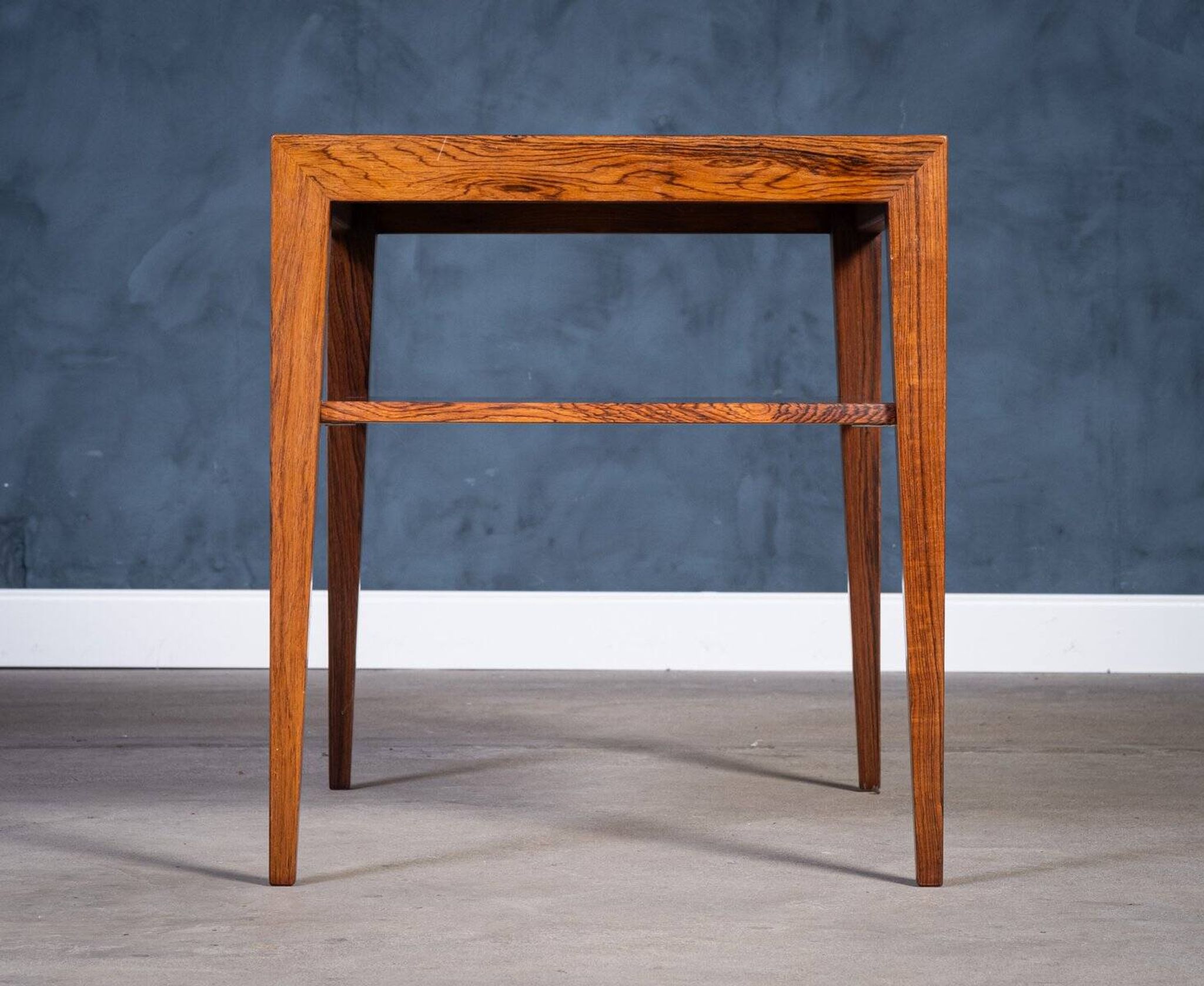 Side Table in Rosewood with Magazine Rack by Severin Hansen for Haslev Møbelsnedkeri, 1950s
