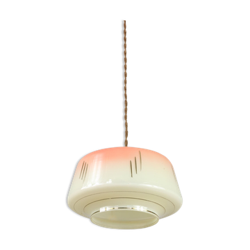 Suspension verre vintage & saumon laiton