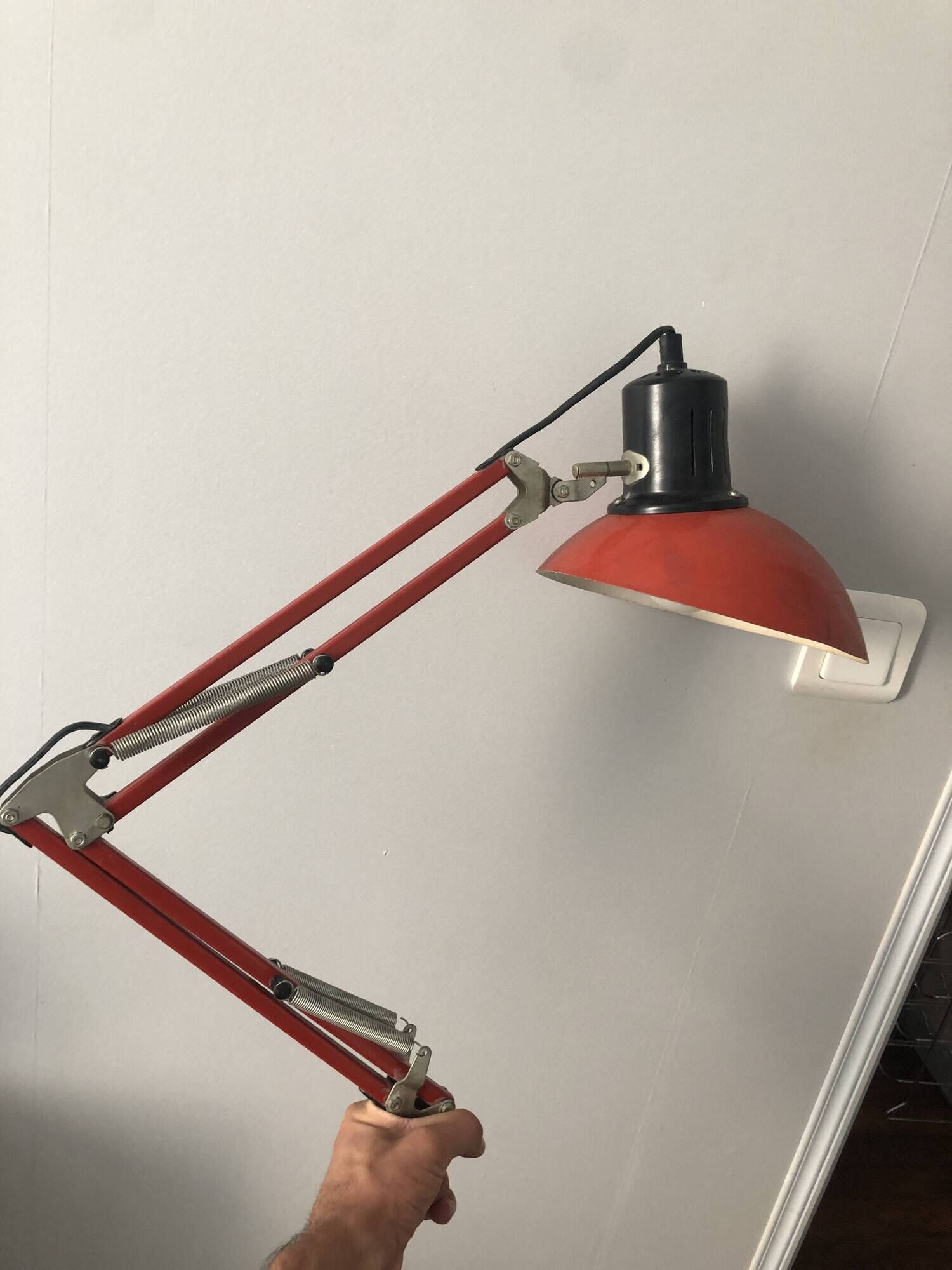 Lampe de bureau vintage architecte rouge