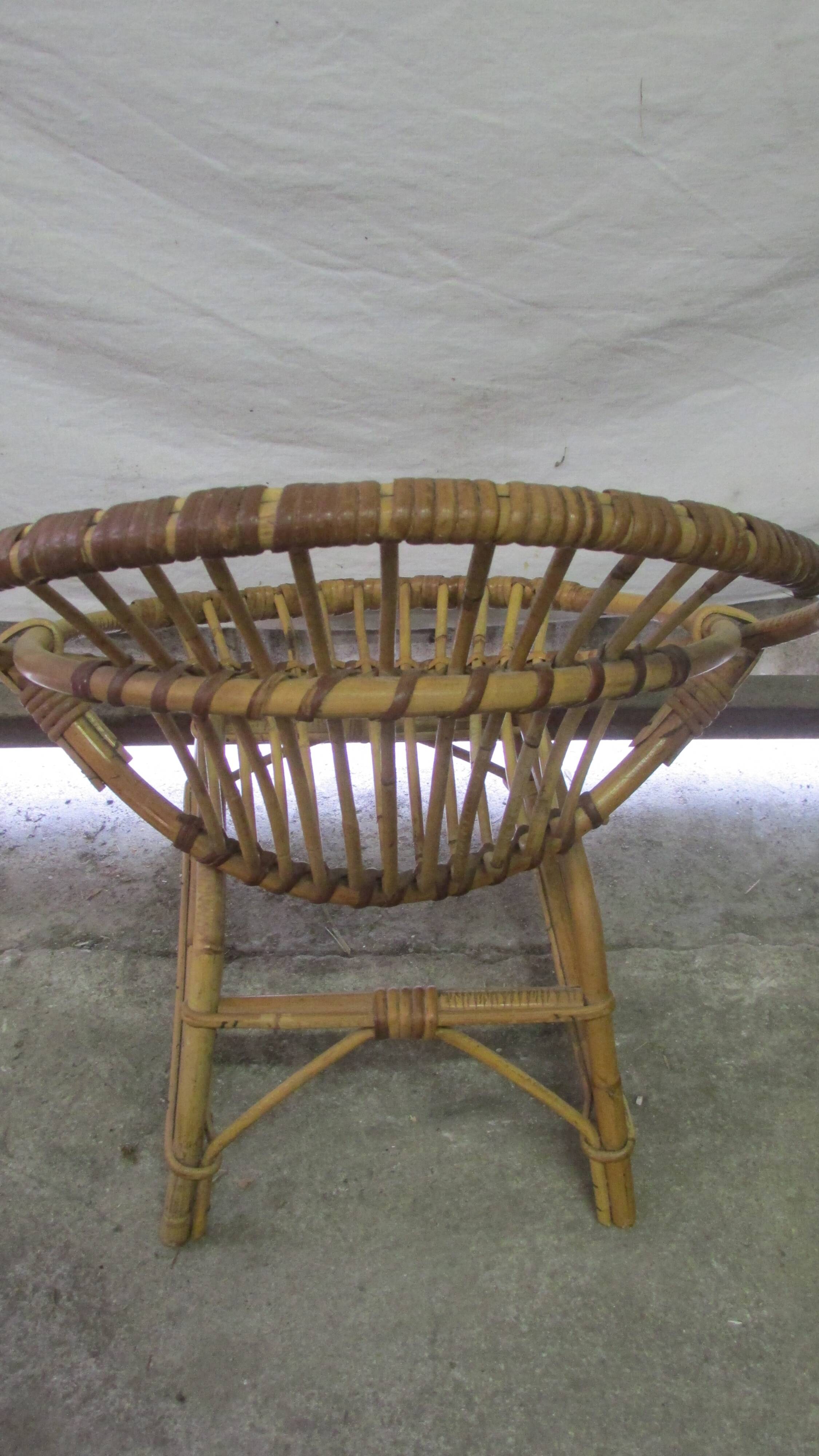Vintage rattan/bamboo shell children's armchair