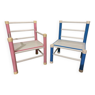 Set of 2 small vintage children's chairs