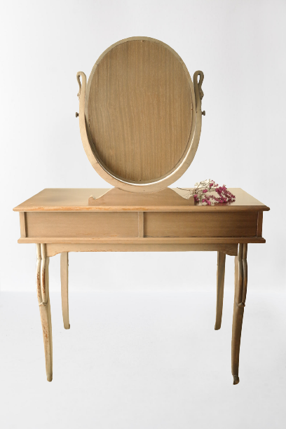 Art Deco style dressing table in mahogany gooseneck mirror