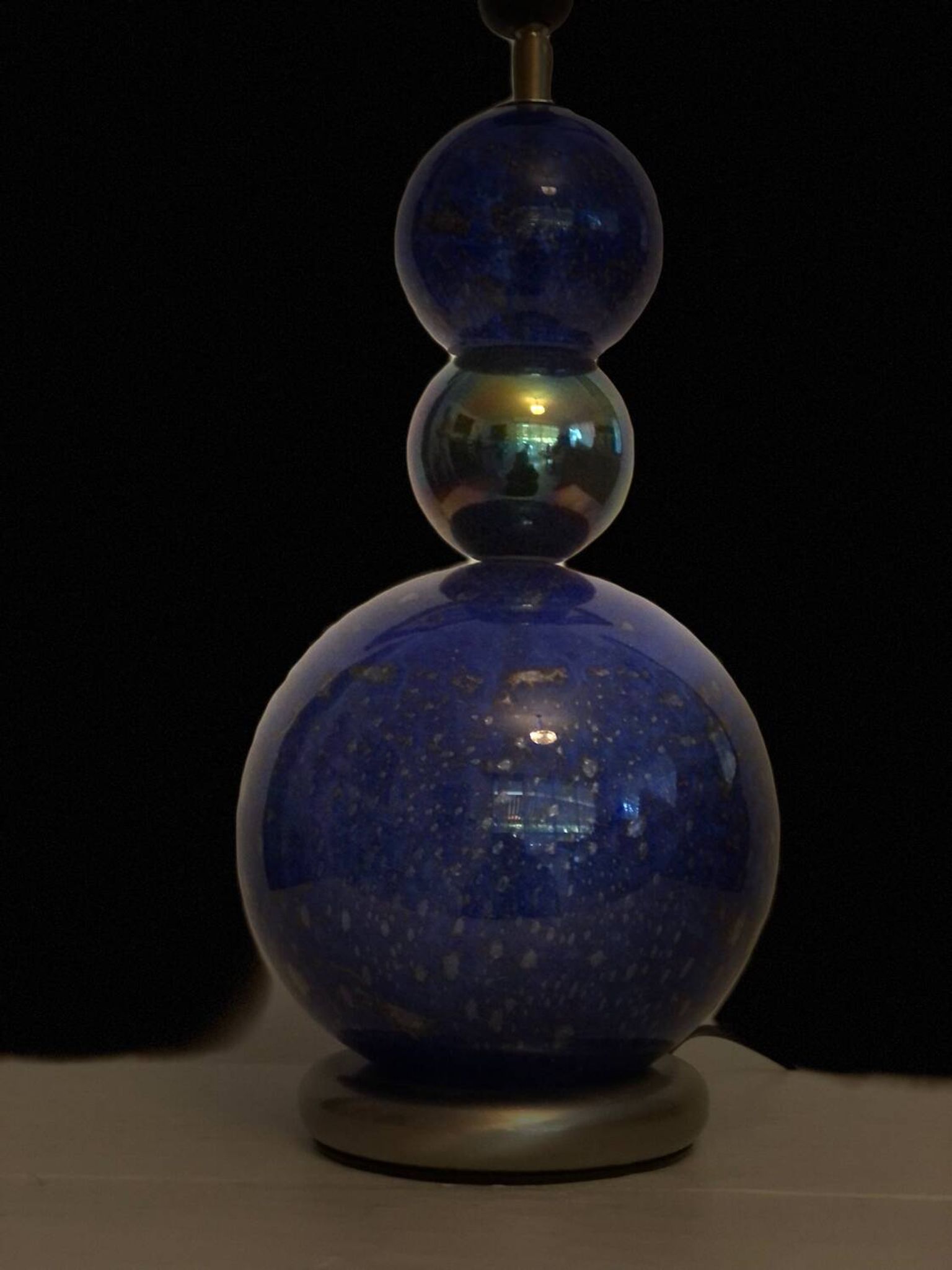 Vintage blue and gold blown glass lamp from the 80s/90s