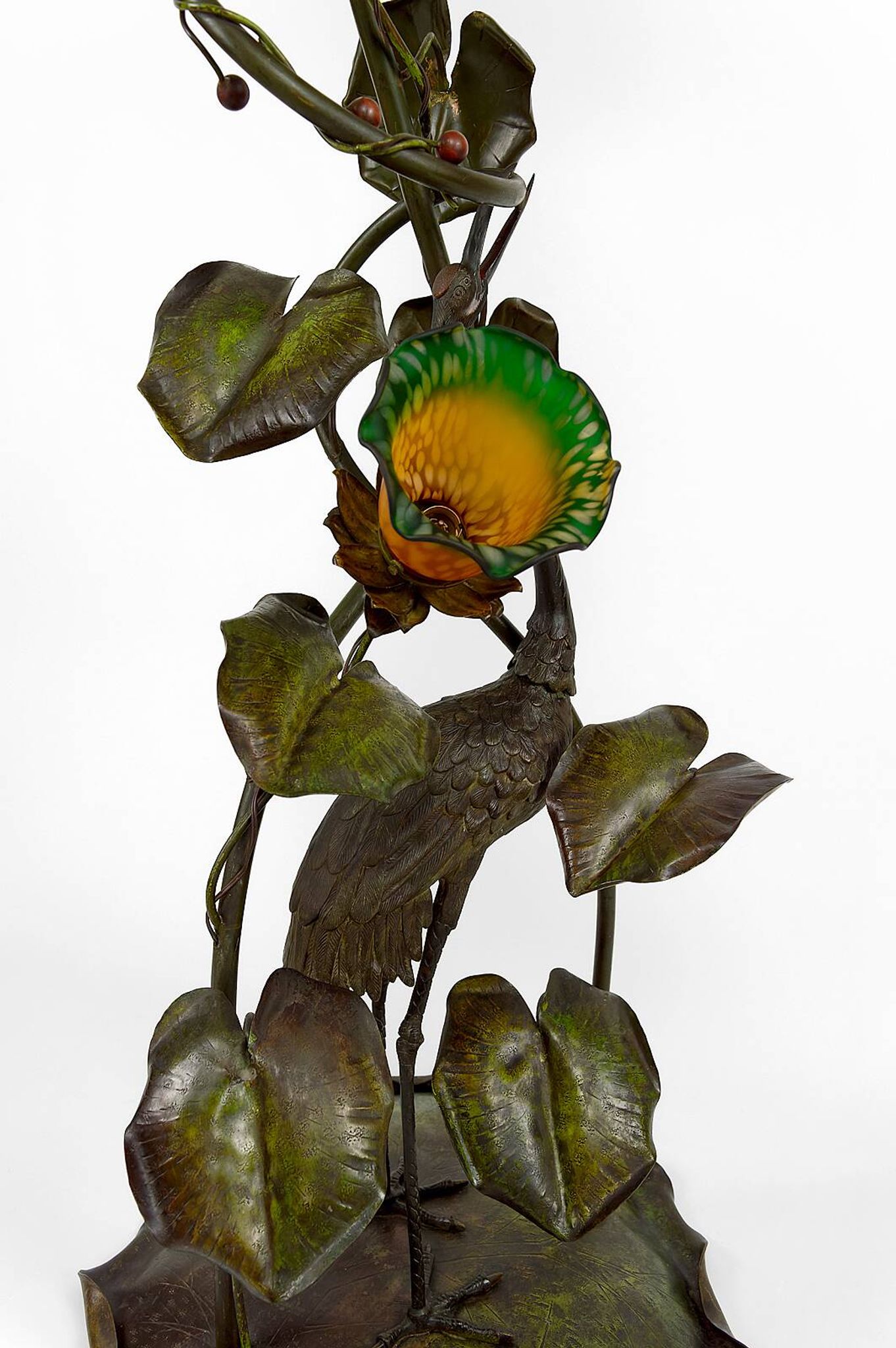 Japanese-style Heron floor lamp, Art Nouveau, France, circa 1900