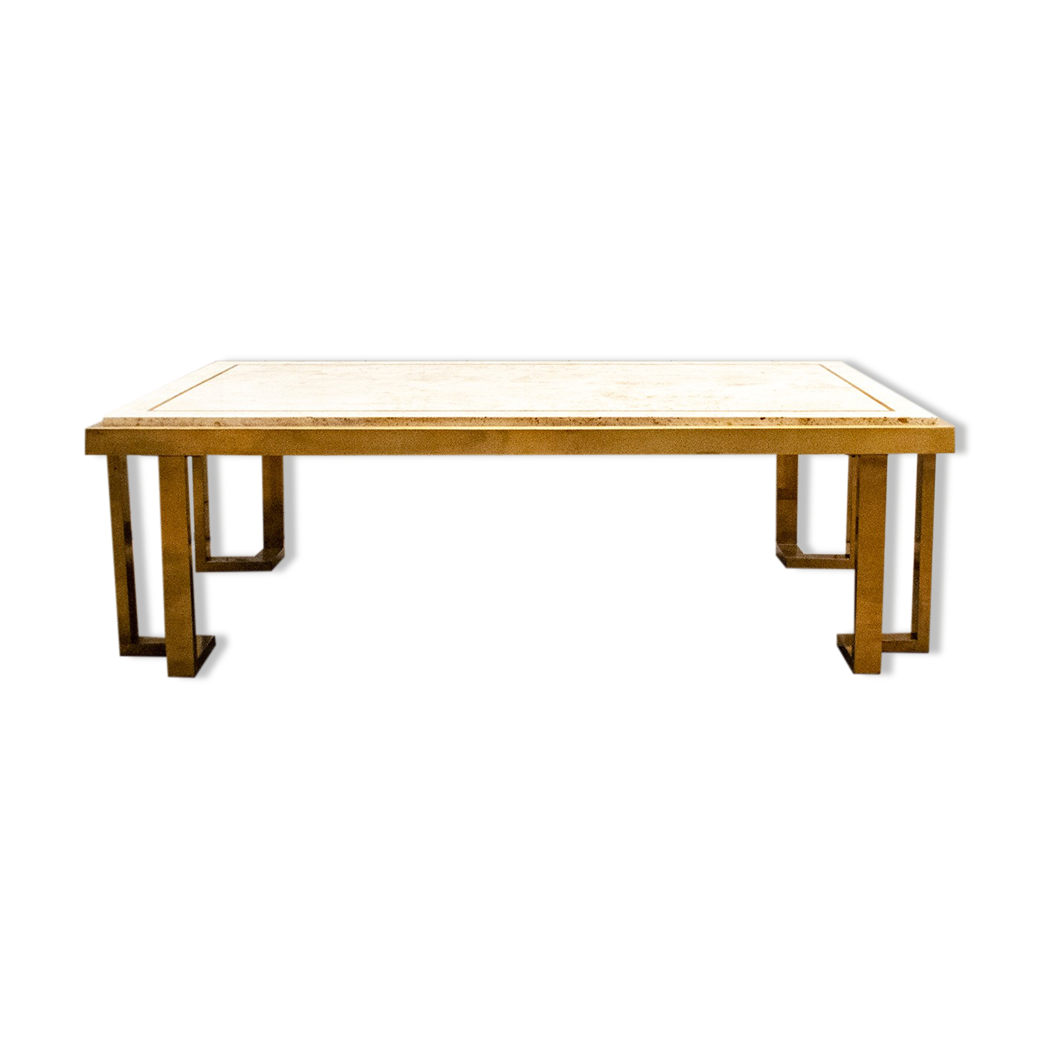 Brass coffee table and Travertine Italia 1970s