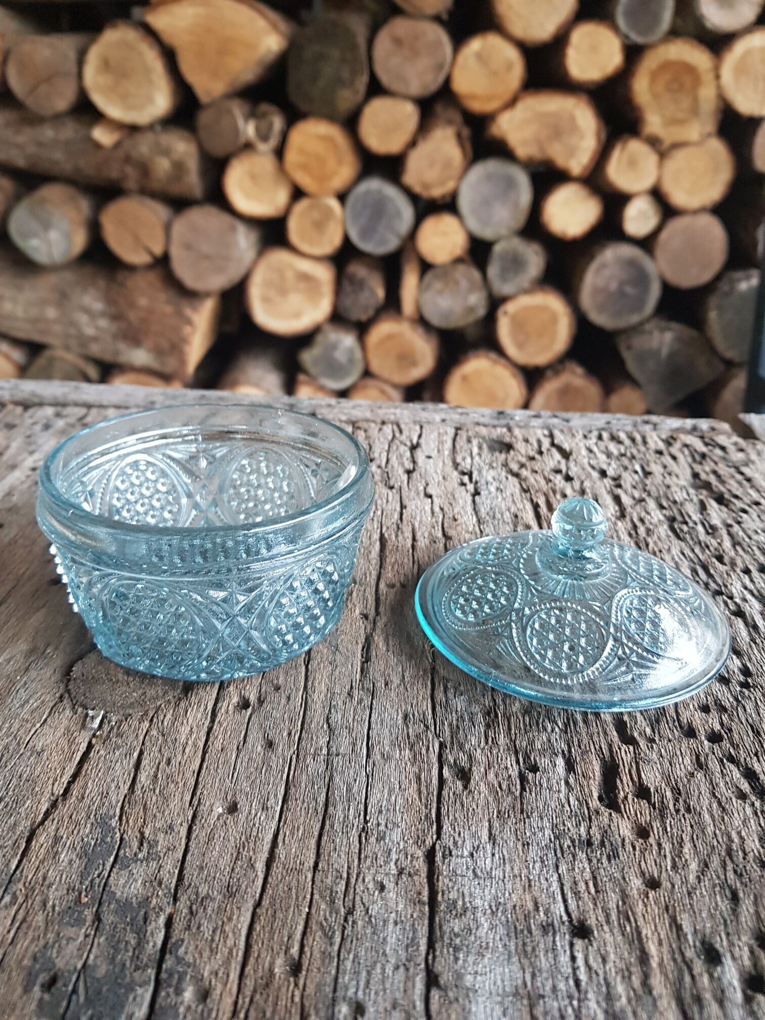 Celadon glass candy box