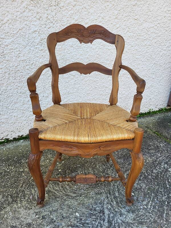 Fauteuil provencal paille en noyer
