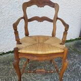 Provencal straw armchair in walnut
