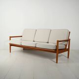 Scandinavian solid oak three-seater sofa, 1950s/60s